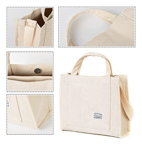 Set of 2 Small Women's Handbags Crossbody Shoulder Bag in Soft Corduroy Fabric 44