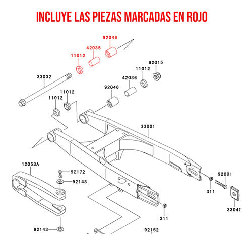 ProX Racing Parts Swingarm Repair Kit Kawasaki KX 80 1983 to 2000 2