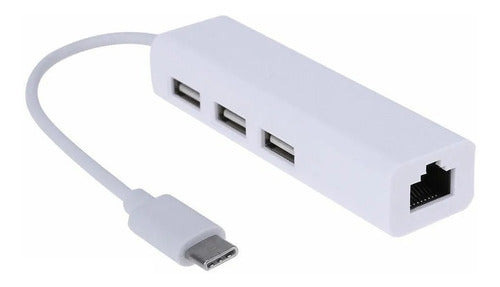 Generic USB-C Hub 3 Ports USB 2.0 + RJ45 Ethernet LAN 0