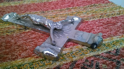 Buen Antigua Cruz Crucifijo Cristo Crucificado Peltre 24 Cm 6