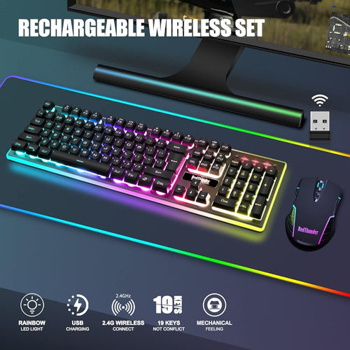 Combo De Teclado Y Mouse Inalámbricos Para Juegos Redthunder 1