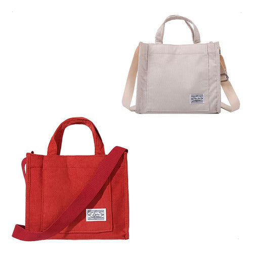 Set of 2 Small Women's Handbags Crossbody Shoulder Bag in Soft Corduroy Fabric 40