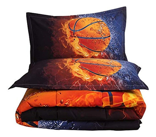 Btargot Twin Basketball And Fire Quilt Set 1