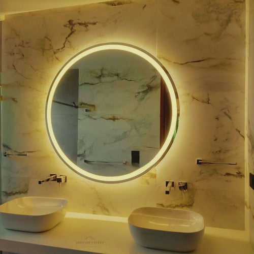 Circular Frosted LED Light Mirror 70cm 1