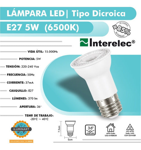 Interelec Led Dicroic Lamp 5W E27 Common 220 Pack of 10 1