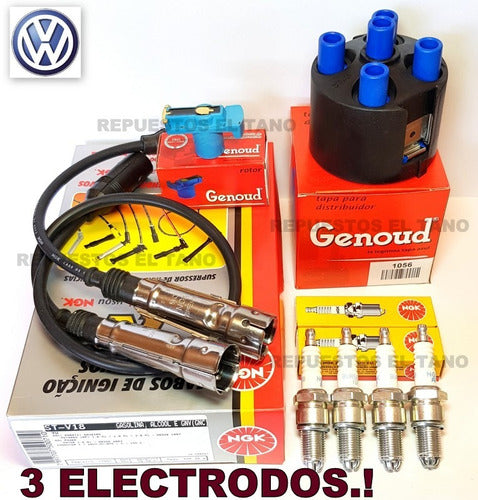 NGK Spark Plug & Cable Kit with Cap and Rotor for VW Gol 1.6 1