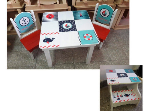 Crecer en Colores Combo Mesa Infantil + Dos Sillas + Banquito Escalera 3