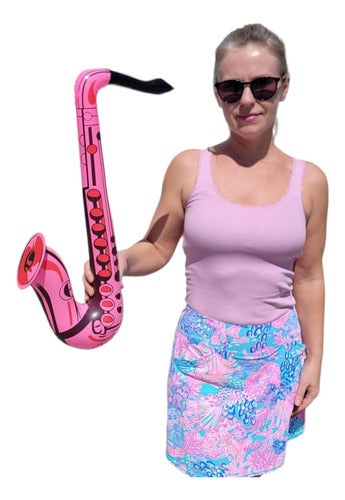 Saxofón Inflable De 56 Cm, Rosa, Para Juegos Y Sesiones De F 1