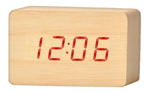 Daza Wooden LED Alarm Clock with Temperature and Date Display - USB Powered 2