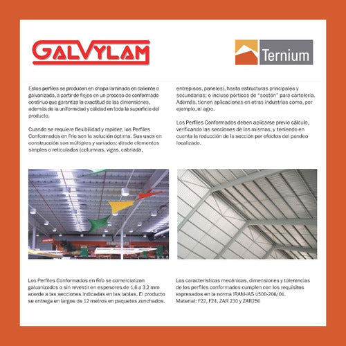 P-GAL Perfil C Galvanizado 80x40x15x1.6 De 12 Mts 2