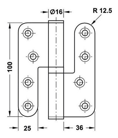 Bronzen Pomela Hinge 100mm x 88mm Right Hand 2