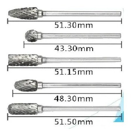 Ruhlmann Set 10 Limas Rotativas 1/8 3mm Metal Duro Minitorno 1