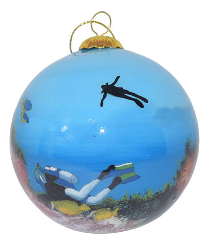 Art Studio Company Adorno De Navidad De Vidrio Pintado A Mano - Scuba Divers Fl 1