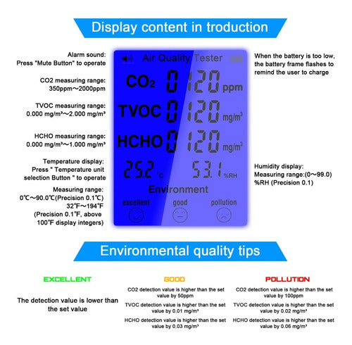 Medidor Multifuncional Da Qualidade Do Ar Co2 No Brasil! 2