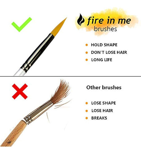 Fire In Me Miniature Painting Brush Set 6 Pieces + 1 Free 1