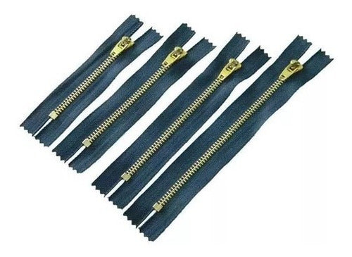 Pack of 100 Reinforced 12cm Bronze Jean Zippers 0