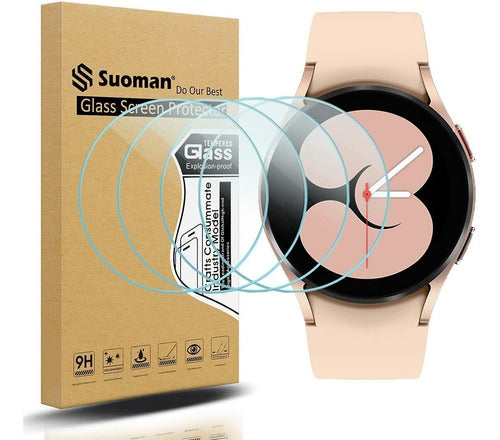 Suoman Tempered Glass Screen Protector for Samsung Galaxy Watch 4 - 4 Pack 0