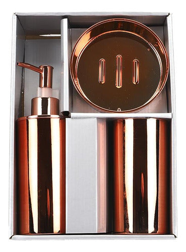 Modern Copper Bathroom Set - Dispenser, Cup, Soap Dish 1