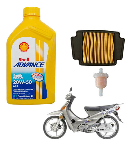 Shell Kit Service Honda Wave NF100 Air Filter + Oil AX5 0