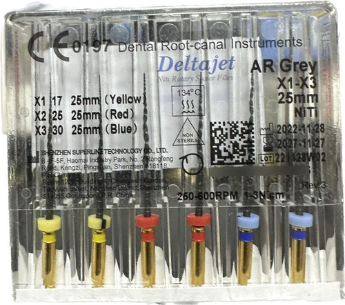 AR-Grey Rotary Files x 6 for Mechanized Endodontics - Deltajet 0
