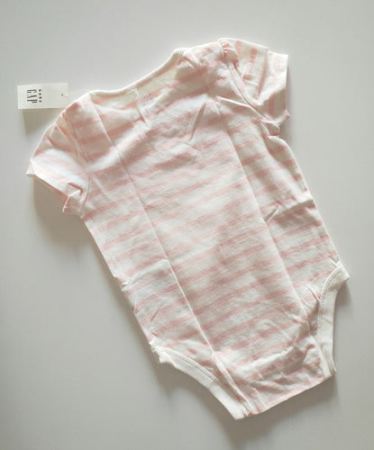 Baby Gap Short Sleeve Bodysuit 18 Months Pink and White Stripes 2