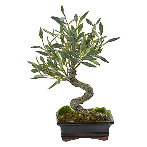 Nearly Natural Mini Olive Artificial Bonsai Tree 0