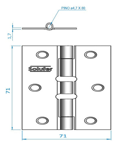 Kit C/3 Dobradiças Preta Solufer Porta Janela Madeira 3x3 1