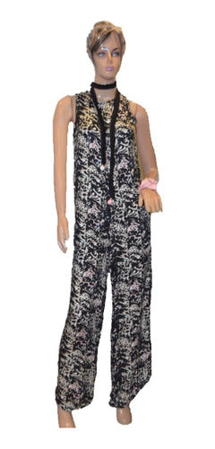 47 Street Palazzo Printed Jumpsuit with Gift Bow 1