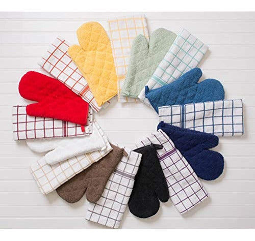 Dii 100% Cotton, Plush Quilted Oven Mitt Set - Washable 3