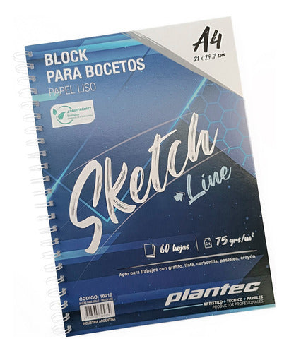 Plantec Block Sketch Line Para Bocetar A4 60h 75gr Anillado 2