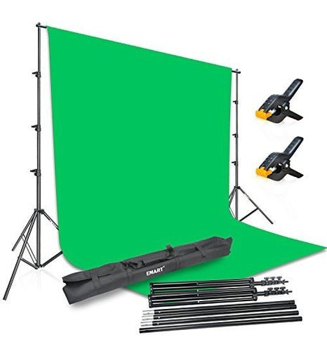 Emart Photography 85x10ft Background Support Kit with Green Chromakey Muslin Screen 0