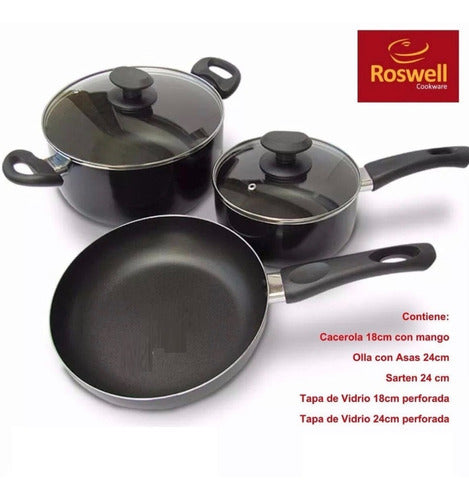 Roswell Set 5 Pieces Teflon Cookware Battery 1