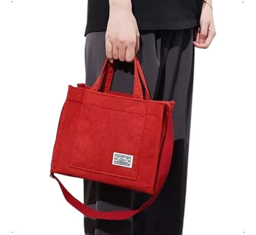 Set of 2 Small Women's Handbags Crossbody Shoulder Bag in Soft Corduroy Fabric 27