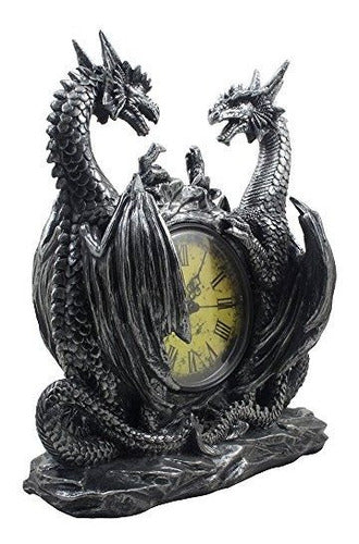 Mitico Dragon Duo Reloj De Mesa En Metalico Aspecto Y Car 2