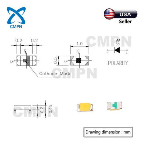 100pcs 0402 1005 Azul Smd Led Diodos Smt Brillante Lámpara D 2