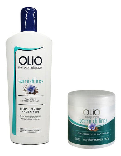 Anna De Sanctis Shampoo + Baño De Crema Semi Di Lino Pelo Seco Teñido Olio 0