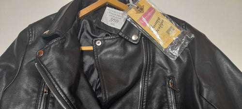 Young Desing Black Eco-Leather Women's Fitted Cross Front Jacket 5