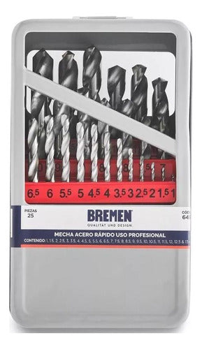 Juego De Mechas Acero Rápido 25 Piezas Bremen Bre-6498 1