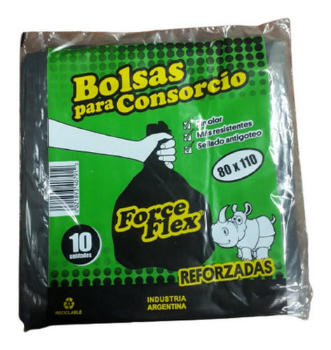 Forceflex Reinforced Waste Bags 80x110 x 10 Units 0