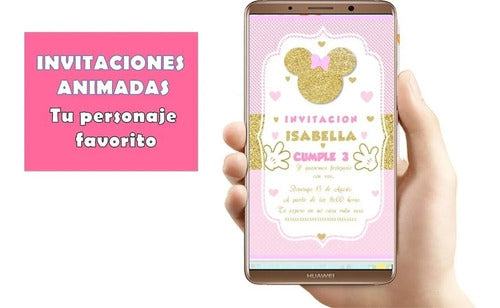 Animated Minnie Gold Invitation. Minnie Gold Video Card 0