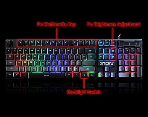 ChonChow Led Retroiluminado Teclado Y Raton Combo Teclas Multimedia 2