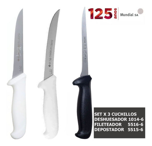 Mundial Set X 3 Cuchilla Carne Deshuesar Depostar Filetear 1