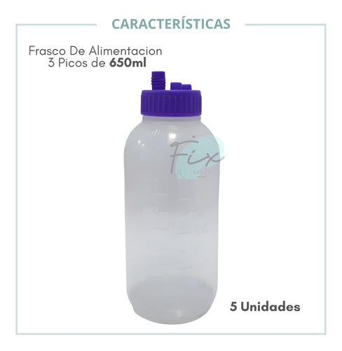 Fid Pack Enteral Feeding Bottle 3 Nozzles 650 ml X 5 Units 5