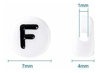 Ph Pandahall White Round Beads with Black Letter F x 100u 7mm 5