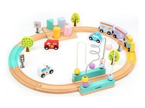 Generic Train Track Set in Wooden City (ak0079) 0