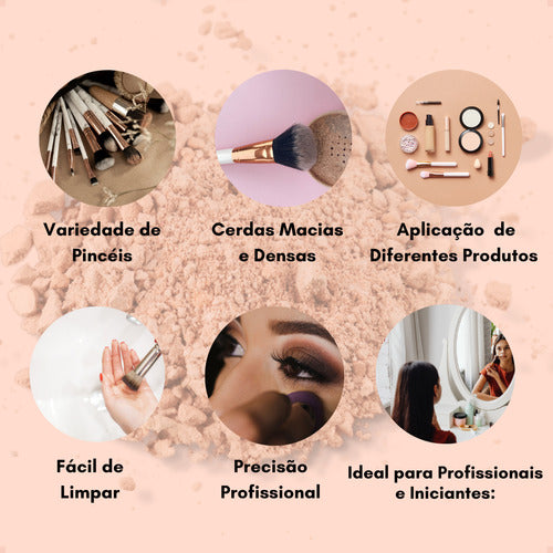 Kit De Pinceis Para Maquiagem Blush Sombra Base 2