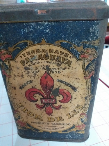 Antigua Lata Yerba Flor De Lis 1936 0