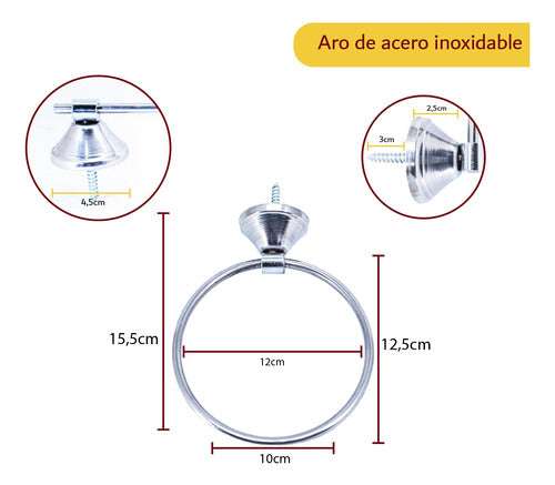 VCRMax Toallero Para Baño Aro Pared 12cm Acero Inoxidable 1