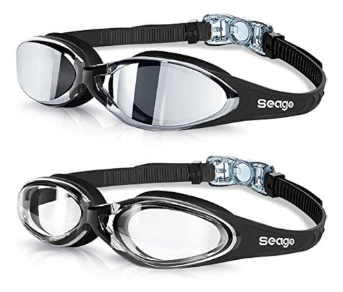 Seago 2 Pack Swim Goggles For Men Women Anti Fog 0