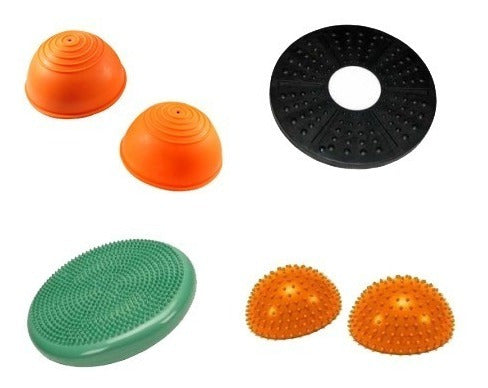 GymTonic Complete Balance Kit - Board + 4 Mini Bosus + Inflatable Balance Disk 0